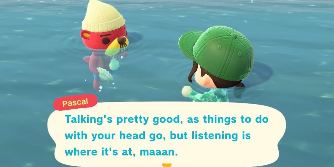Animal Crossing New Horizons Pascal urging the player to stop and listen to others