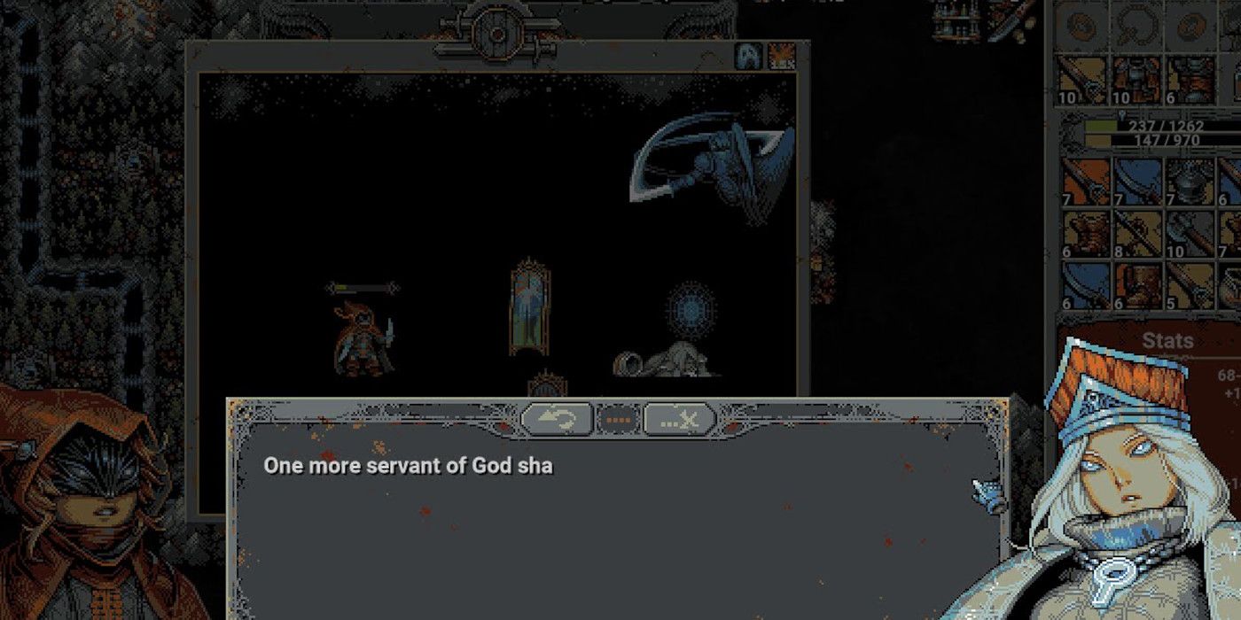 the priestess talking to the player in loop hero