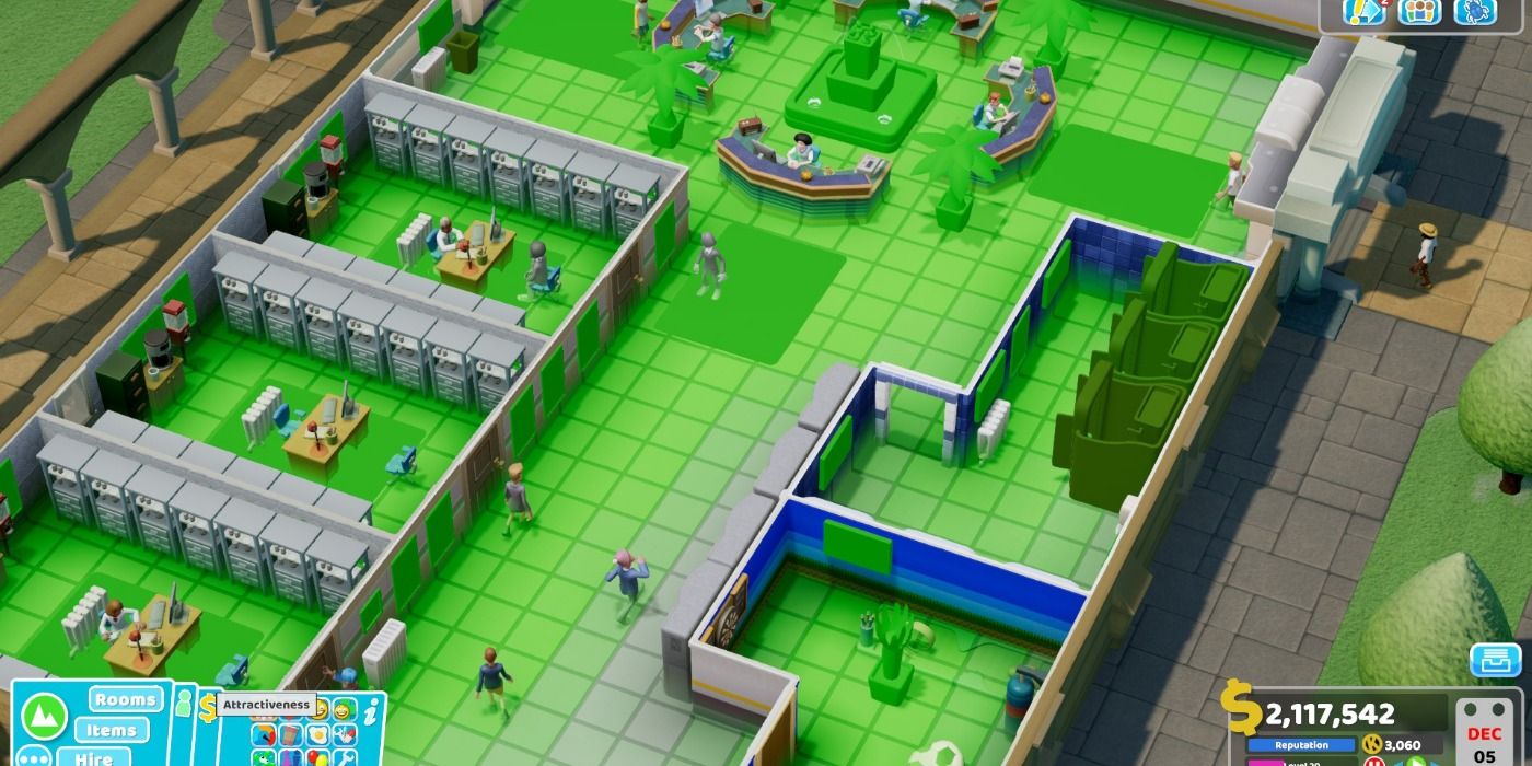 Attractiveness of rooms in Two Point Hospital