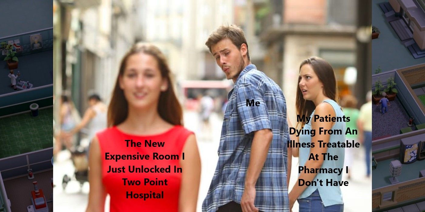 Two Point Hospital Distracted Boyfriend meme