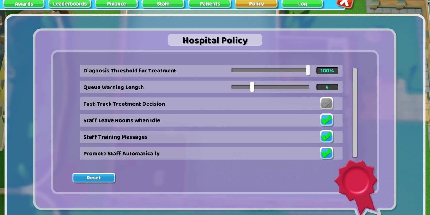 Policy for Diagnosis Threshold For Treatment in Two Point Hospital