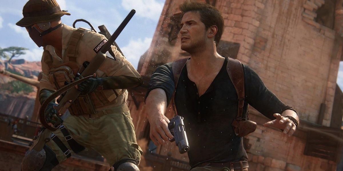 Uncharted 4 Nate Drake fighting Shoreline member