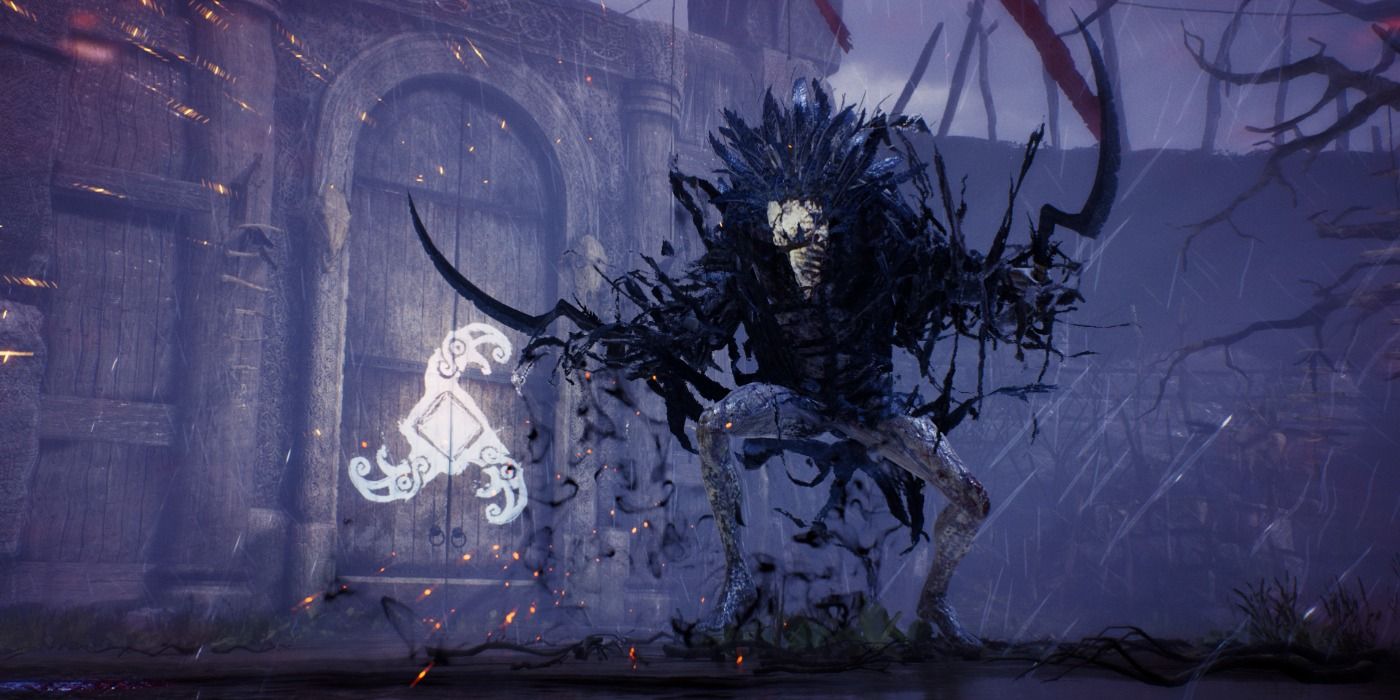 Valravn from Hellblade: Senua's Sacrifice - the crow demon menacingly approaching with two wicked blades