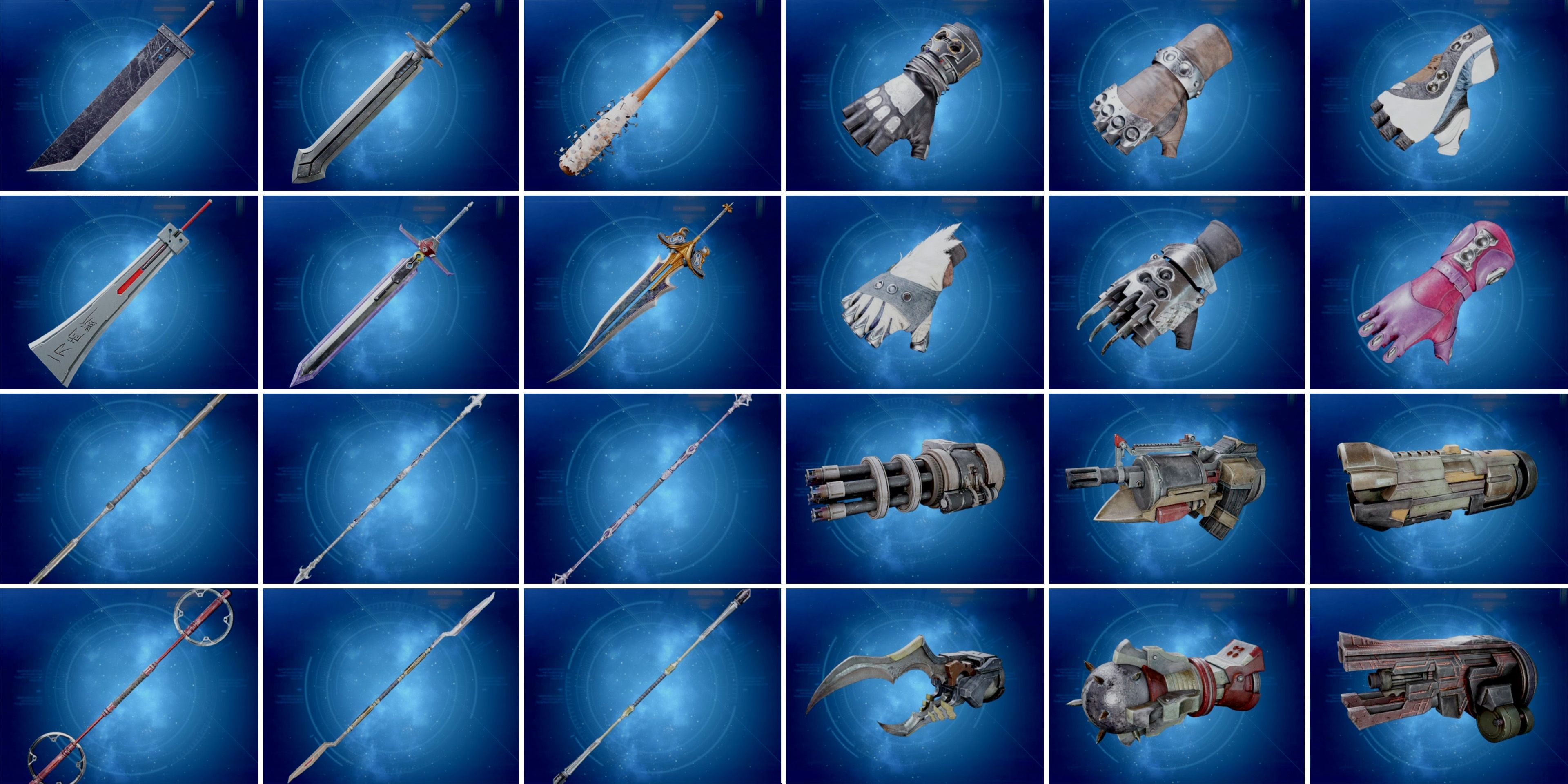 All of the weapons in Final Fantasy VII Remake