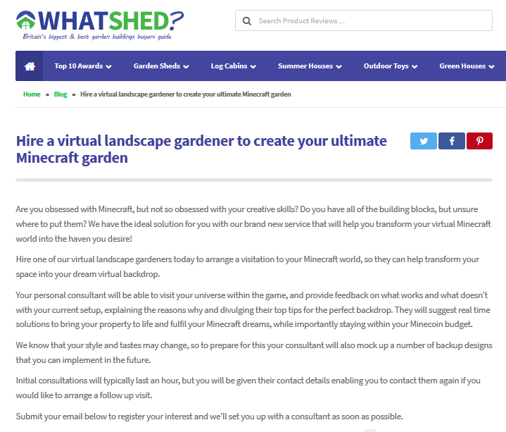 whatshed minecraft virtual landscapers job listing