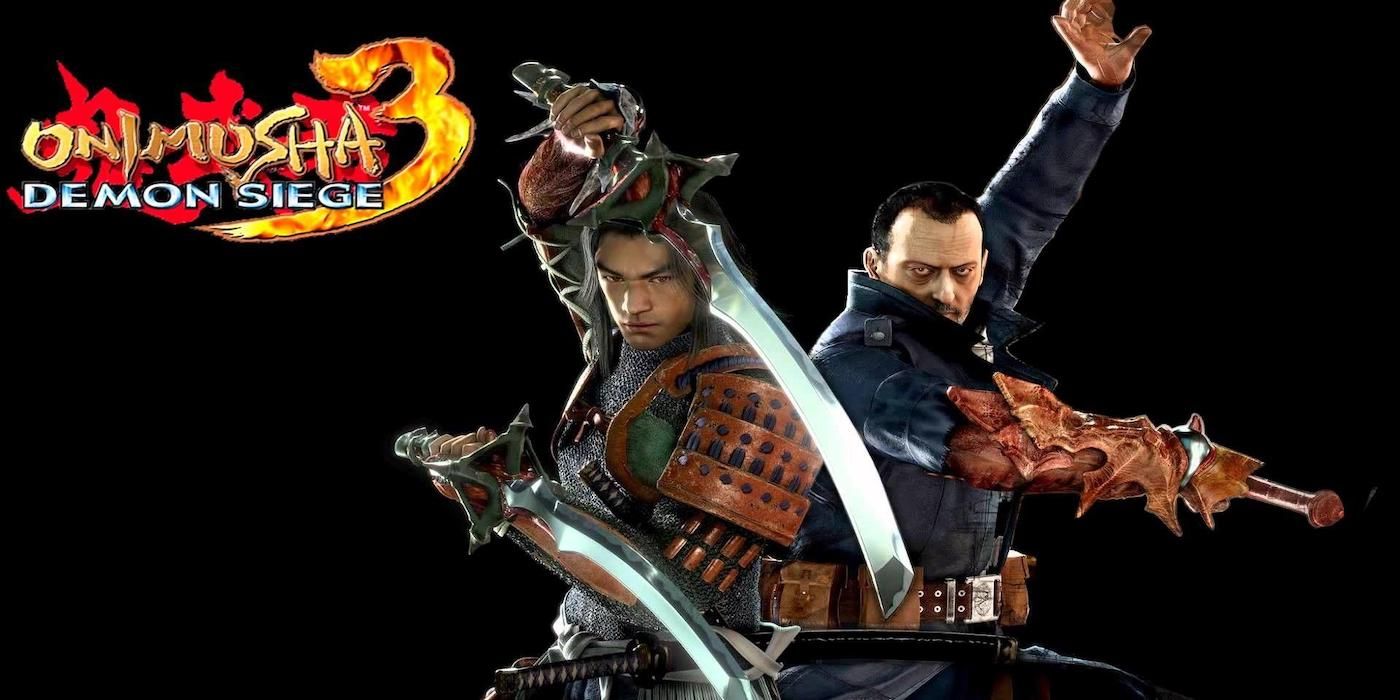 Onimusha 3 promo art with the main character and actor Jean Reno as Jacques.