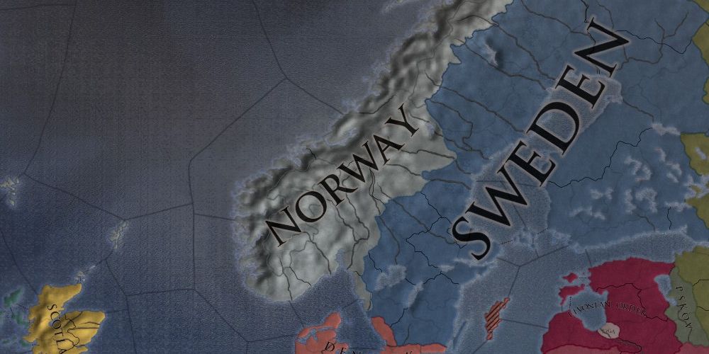 Europa Universalis IV map screen showing Norway