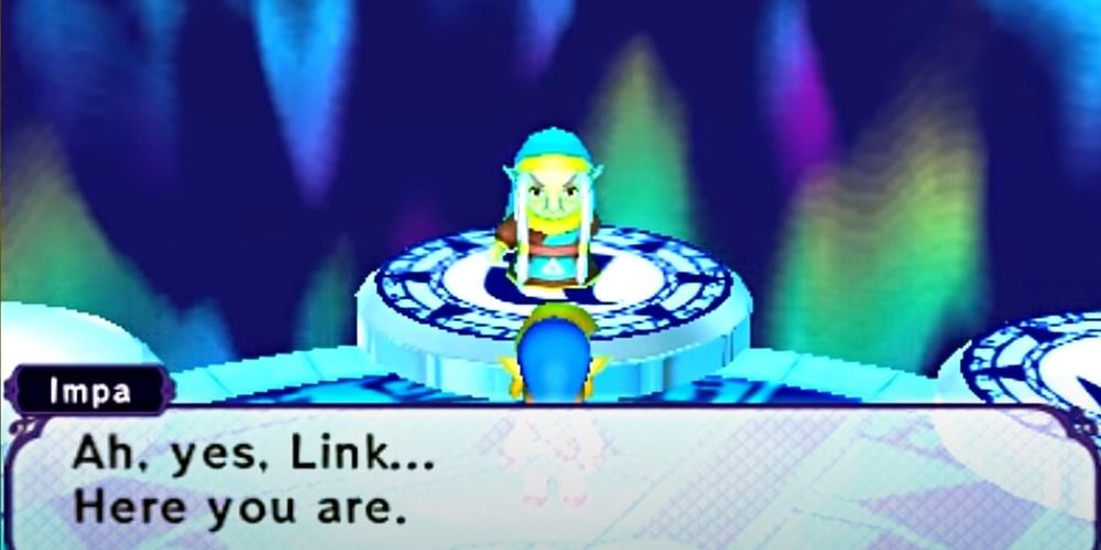 Sage Impa being rescued by Link in A Link Between Worlds