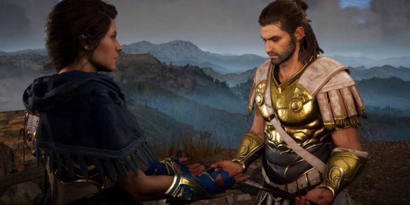 Assassin's Creed Odyssey Deimos and Eagle-bearer close to embrace