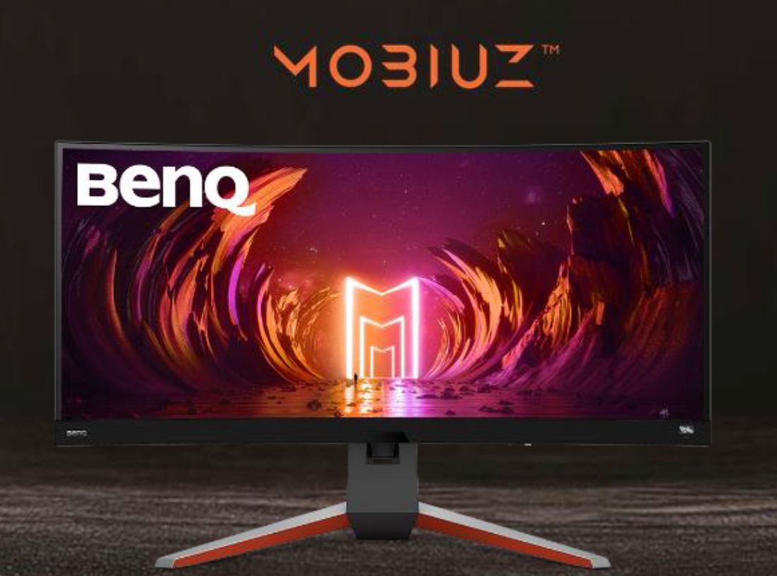 The front view of the BenQ MOBIUZ EX3415R Ultrawide Gaming Monitor.