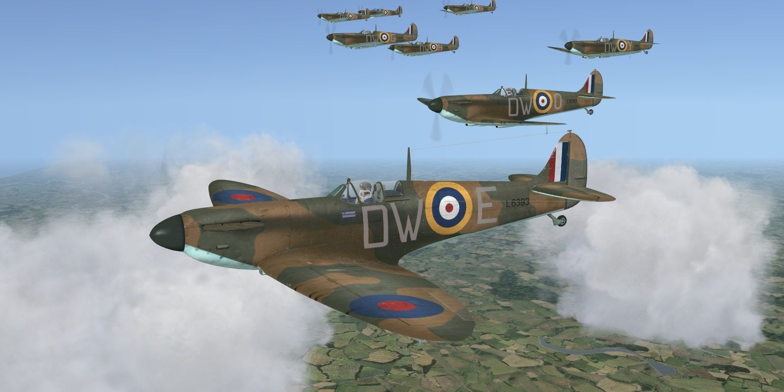 Spitfire airplanes in Battle of Britain 2 Wings of Victory