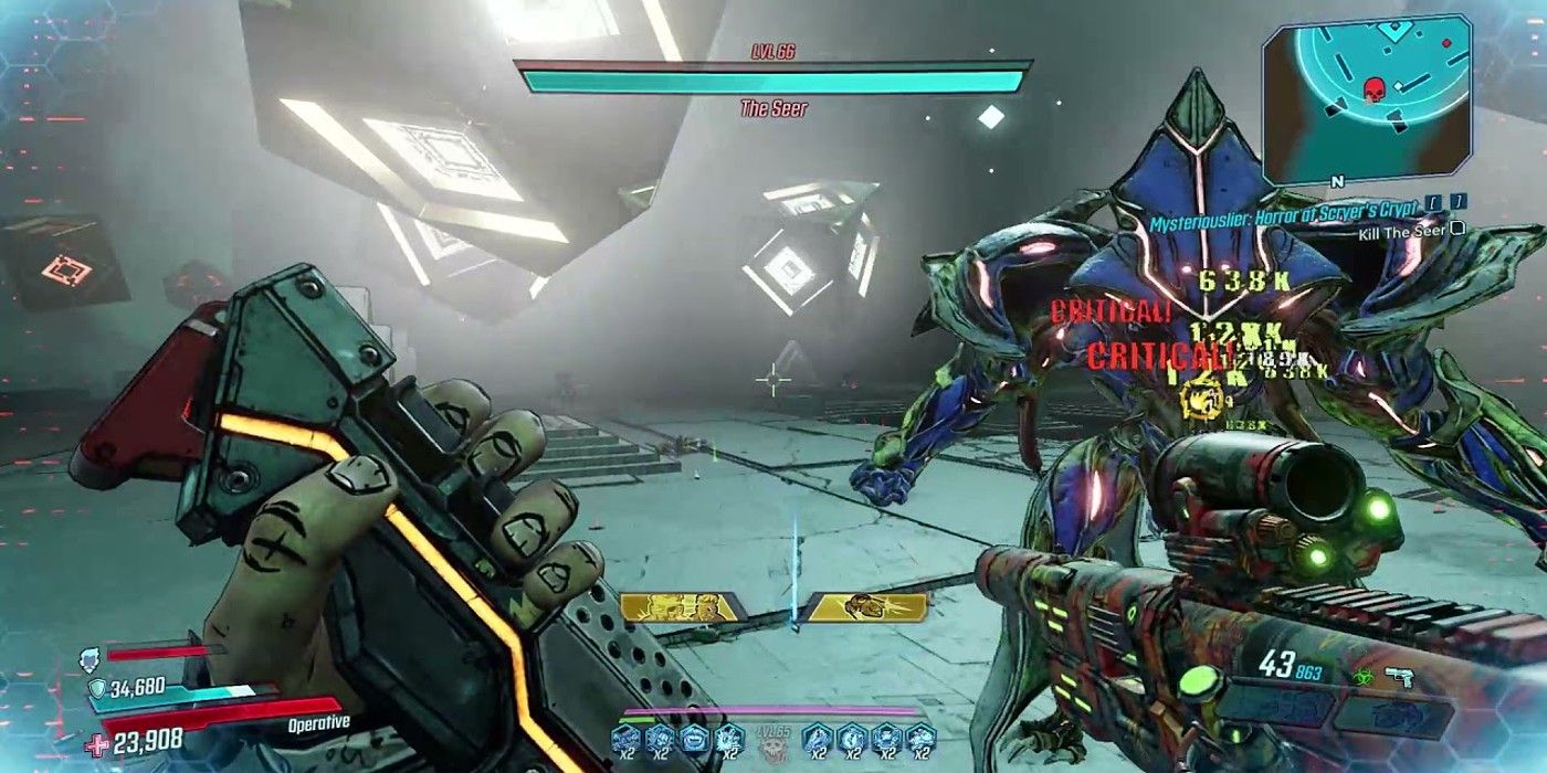 Borderlands 3 The Seer boss fight dual wielding critical hit