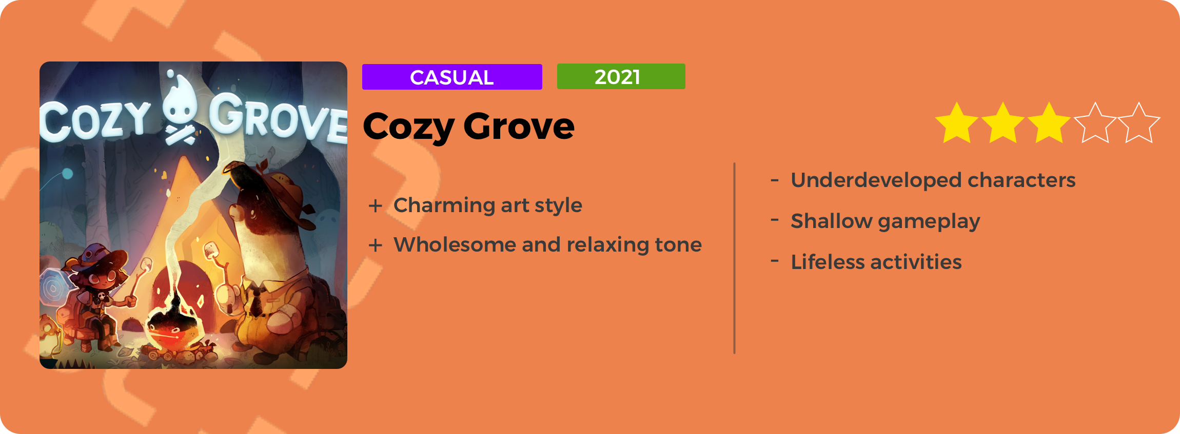 Cozy Grove review tile
