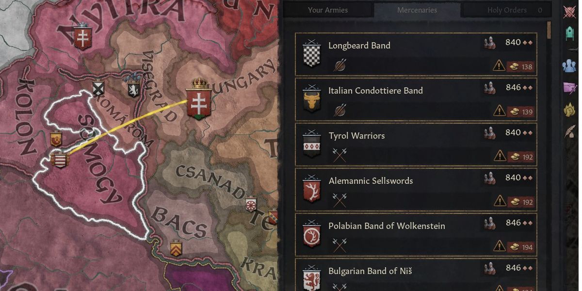 Crusader Kings 3 mercenary hiring screen