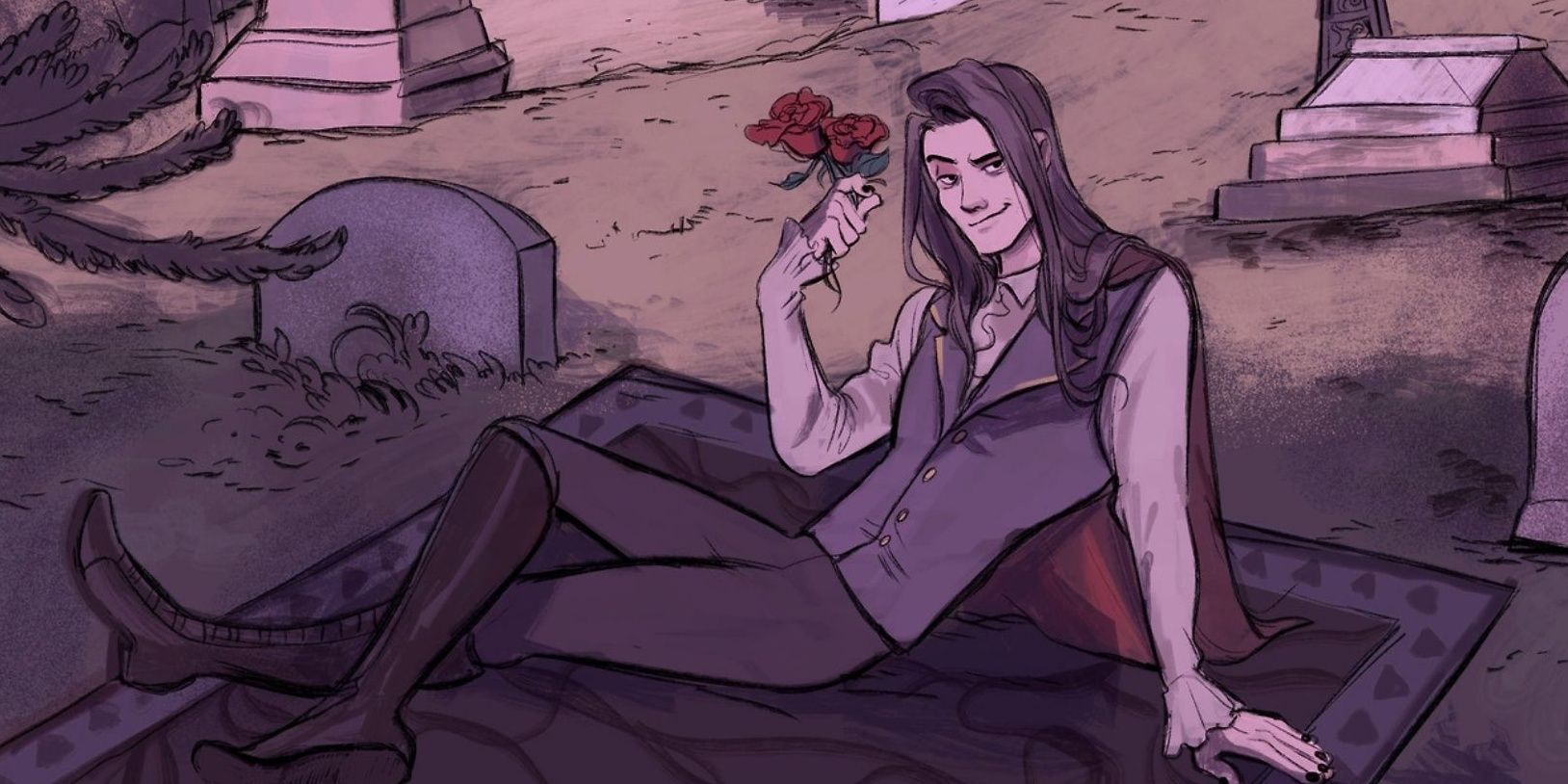 Damien chilling on a gravestone