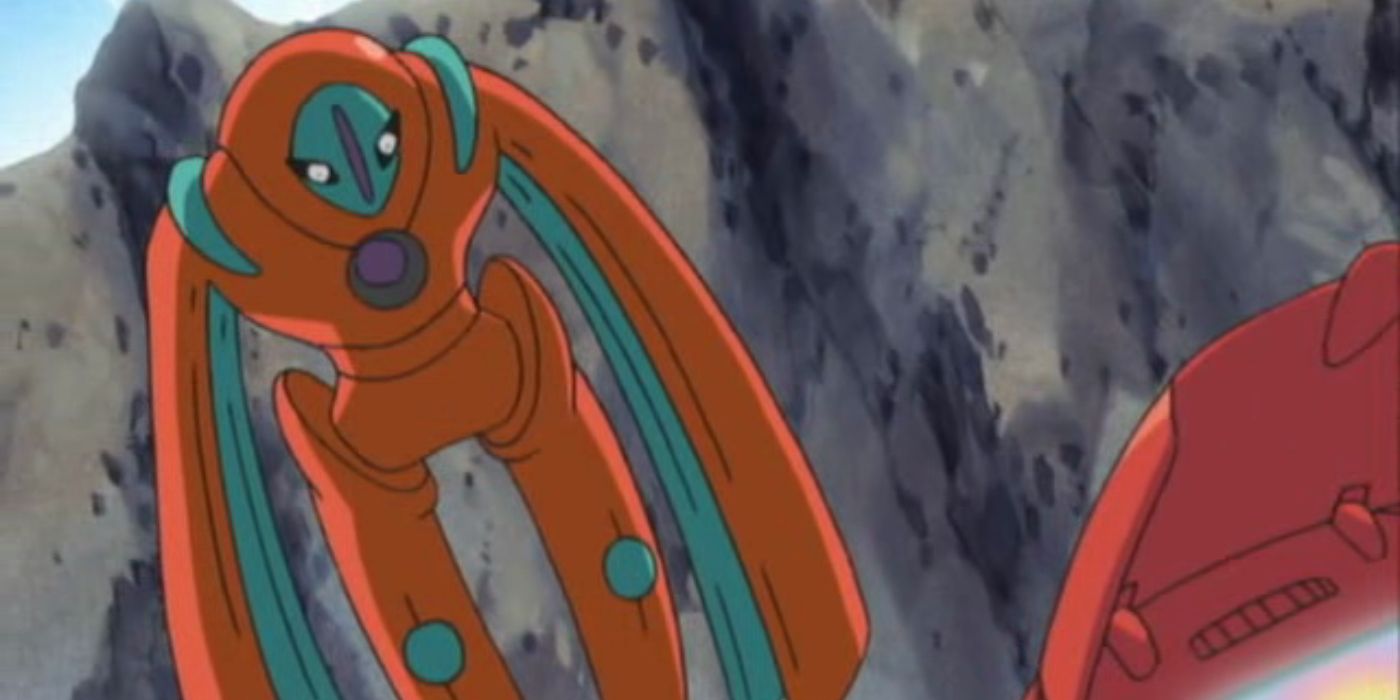 Deoxys in its defense form in the pokemon anime