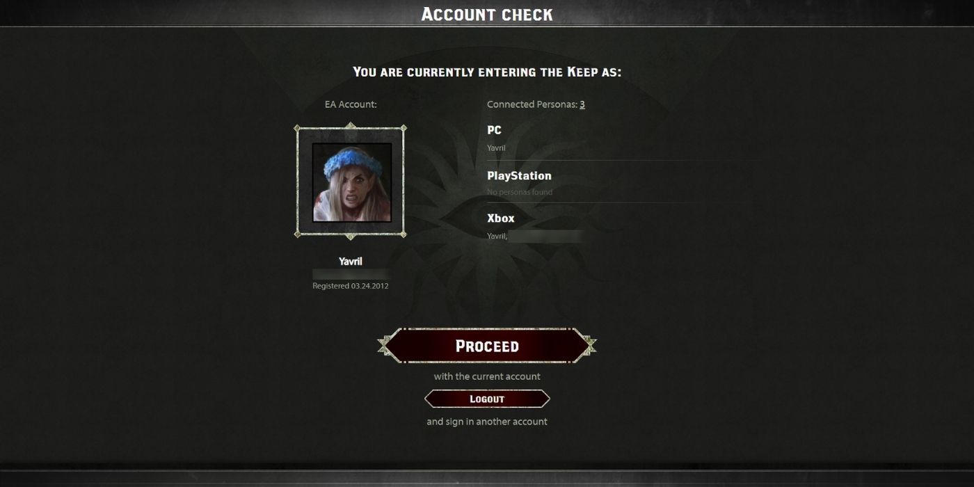 Dragon Age Keep EA Account Check