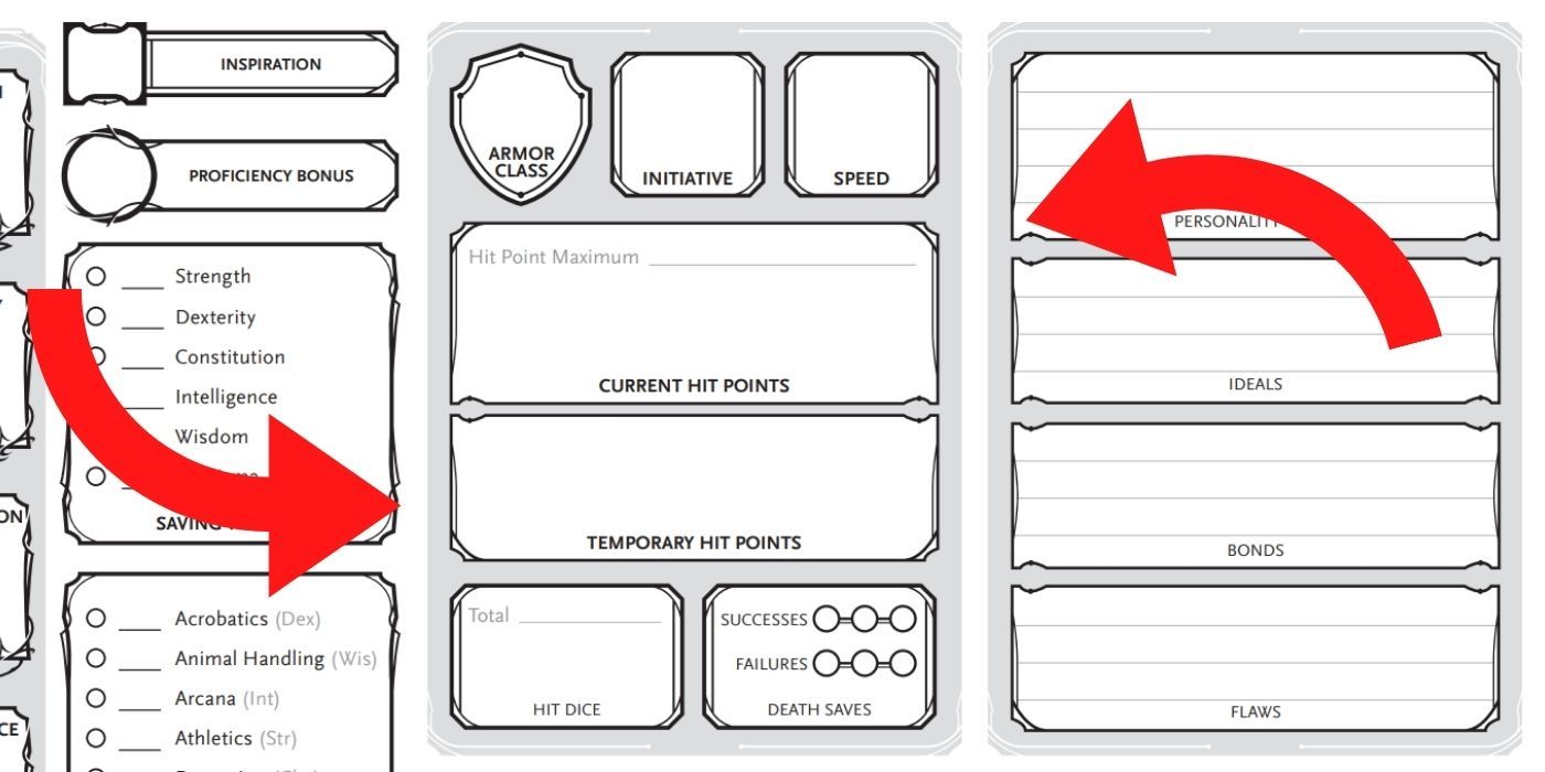 Dungeons and Dragons Character Sheet Combat Stats