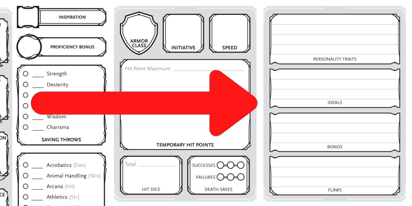 Dungeons and Dragons Character Sheet Roleplaying Essentials