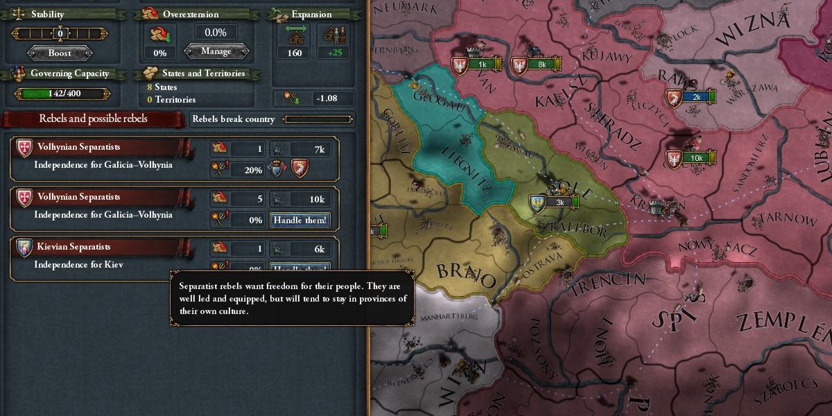 Europa Universalis 4 unrest menu