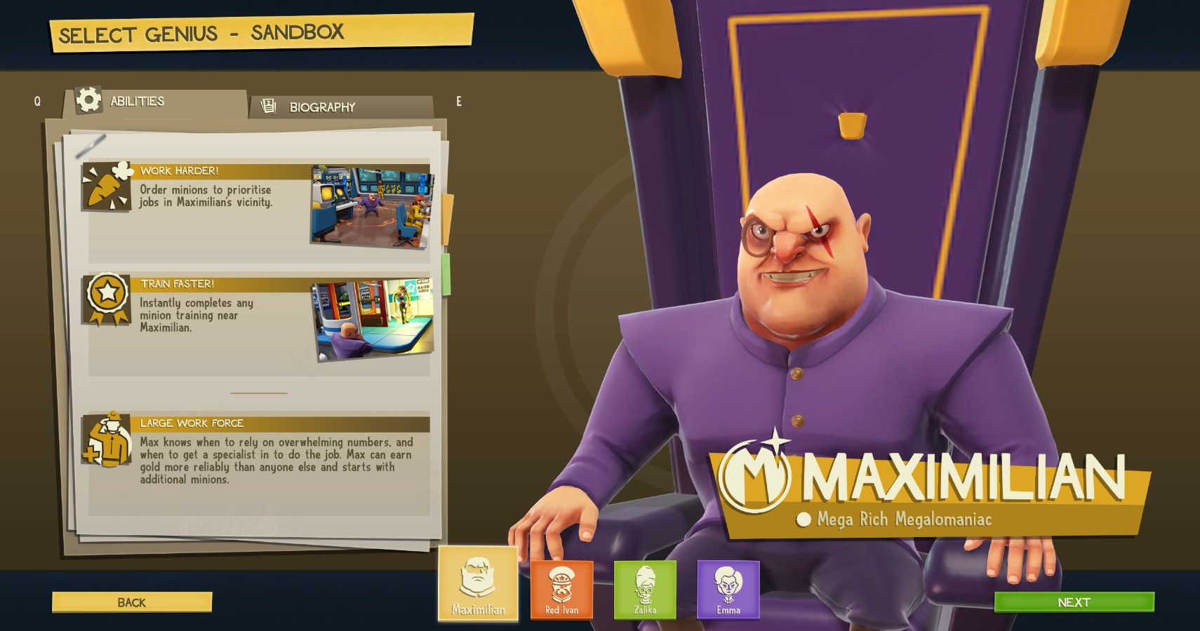 Maxs character screen