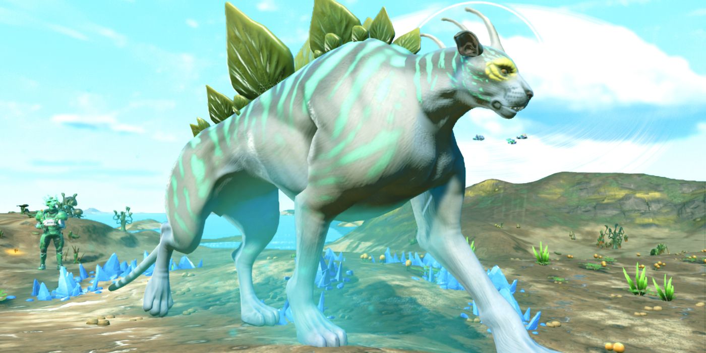 Majestic lion with stegosaurus plates in No Man's Sky