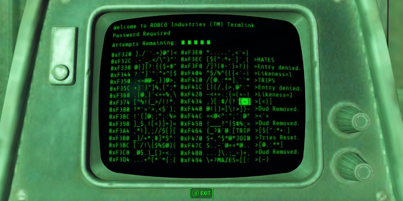 Fallout 4: An image of brackets on terminal hacking screen