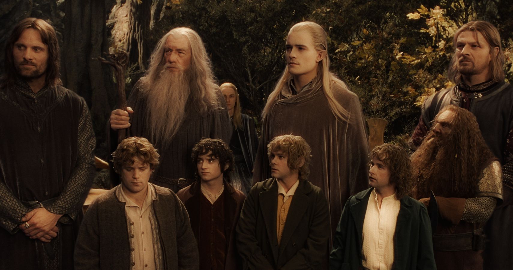 Characters making up the fellowship from The Lord of the Rings