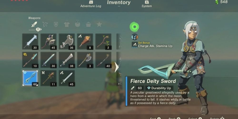 The Fierce Deity armor and sword in Breath of the Wild