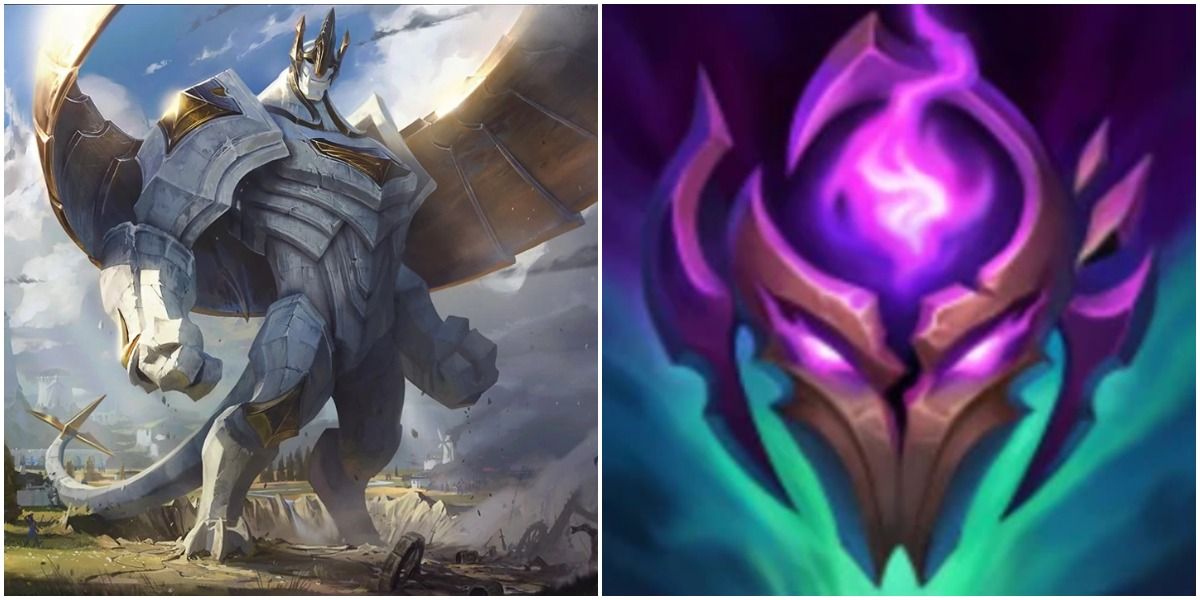 Galio standing by Abyssal Mask in League of Legends