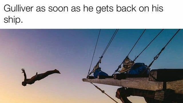 Gulliver Jumping Ship Meme