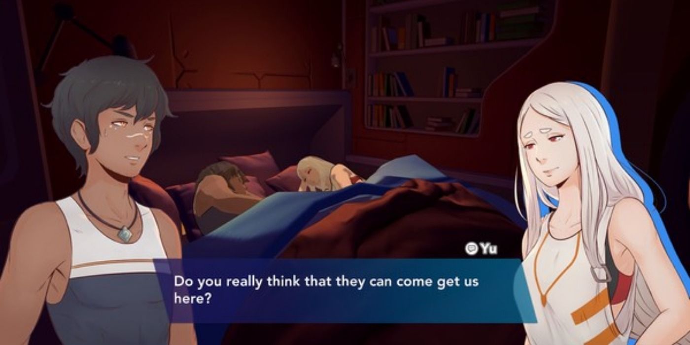 Yu and Kay lying in bed having a conversation