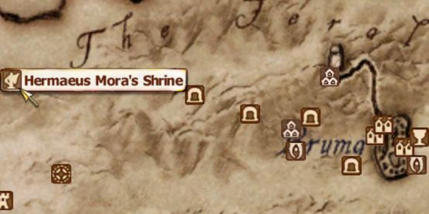 Hermaues Mora's shrine on Oblivion's map