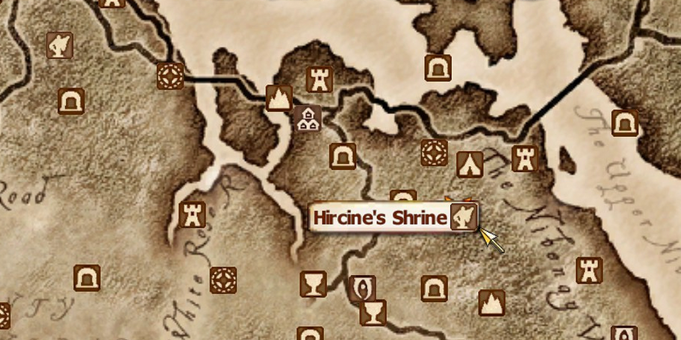 Hircine's shrine on Oblivion's map