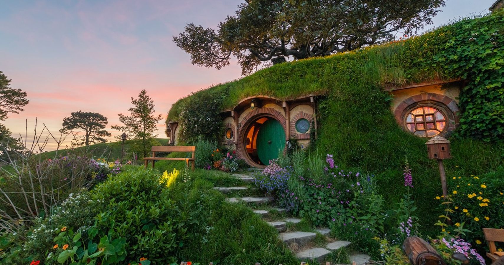 The movie set for Hobbiton in Lord of the Rings and The Hobbit