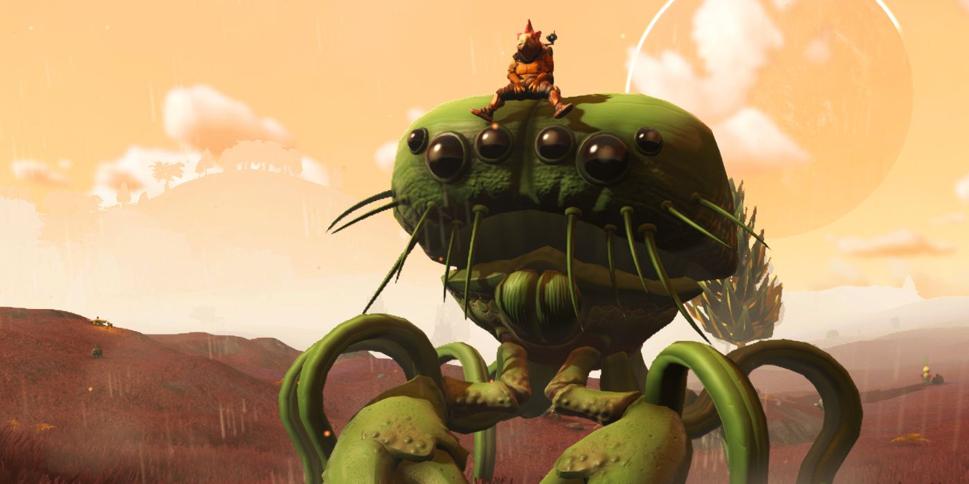 Riding a spider companion in No Man's Sky