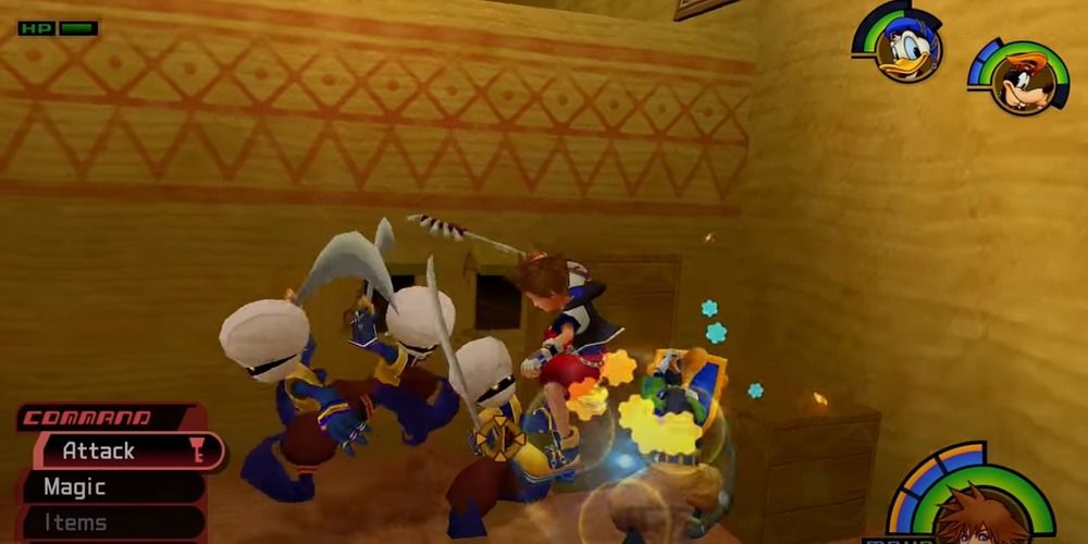 Sora fighting Bandits in Kingdom Hearts