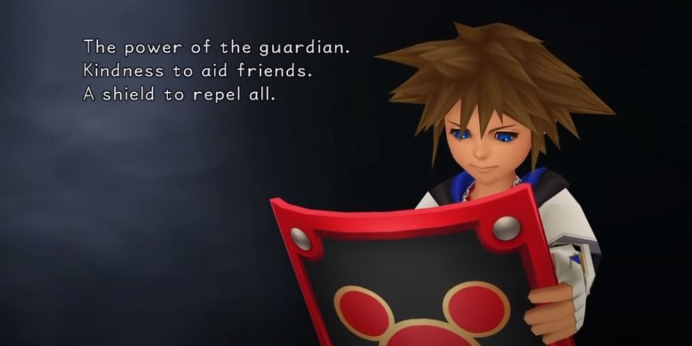 Sora holding the Dream Shield in Kingdom Hearts