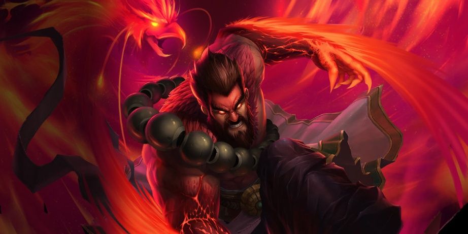 League Of Legends Spirit Guard Udyr Red In Pheonix Stance Hitting Ground