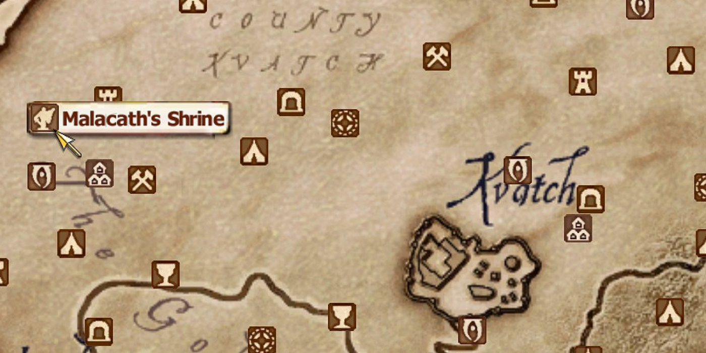 Malacath's shrine on Oblivion's map