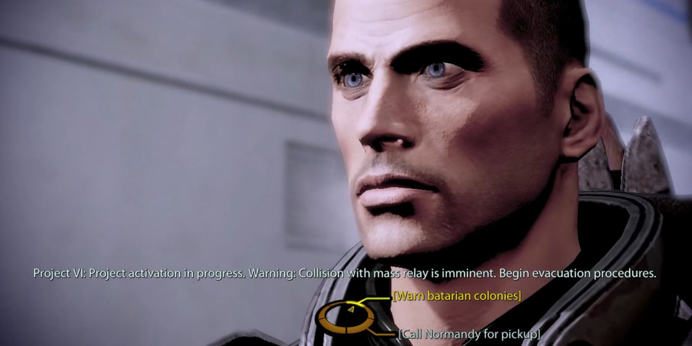 Mass Effect 2 Screenshot Of Arrival DLC With Shepard Warning Batarians