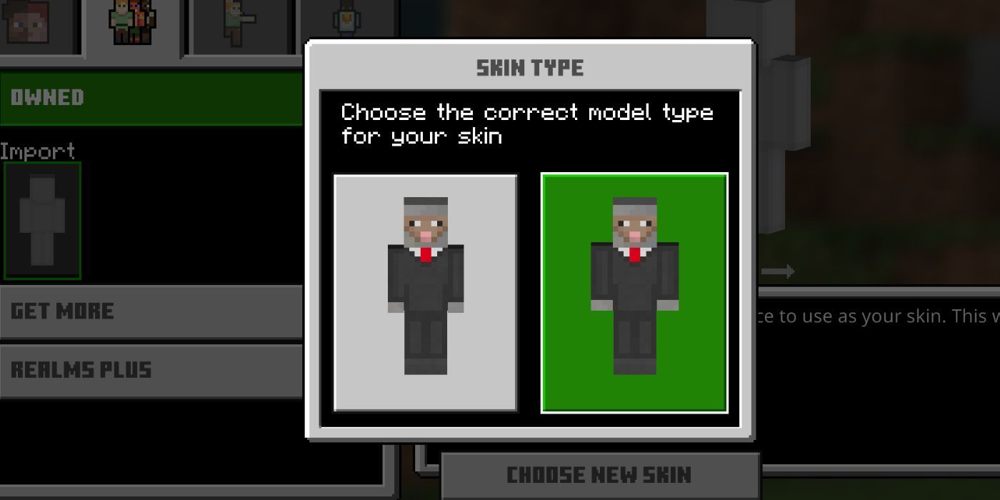 Minecraft bedrock choosing skin