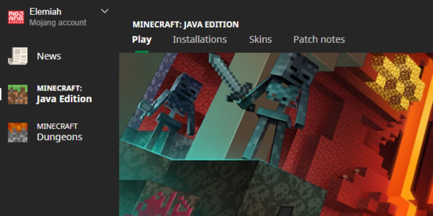 Minecraft java menu