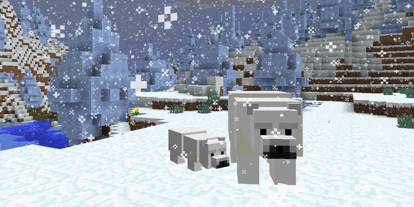 Minecraft polar bears in a snowy biome