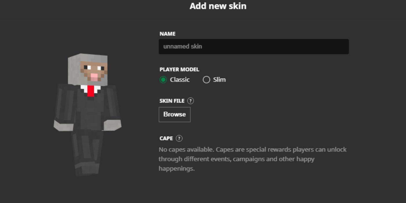 Minecraft sheep skin selected