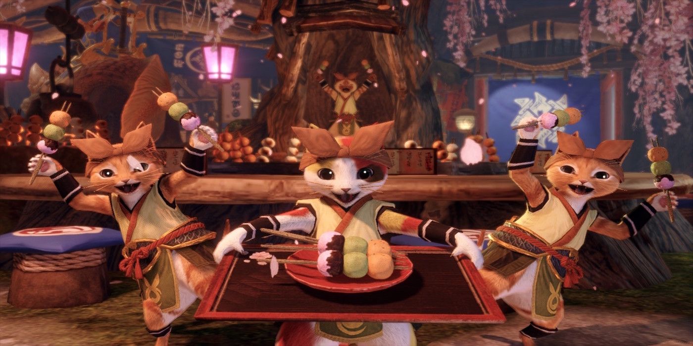 Palicos presenting dango