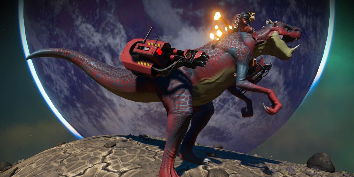 Dinosaur companion with lasers in No Man's Sky