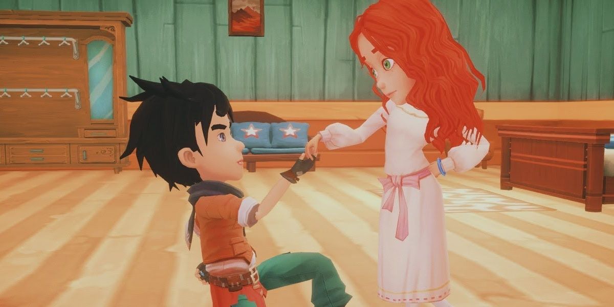 Proposing to Ginger on one knee in My Time at Portia
