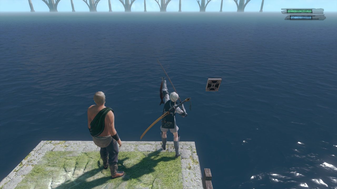 Young Nier fishing in Seafront in Nier Replicant.