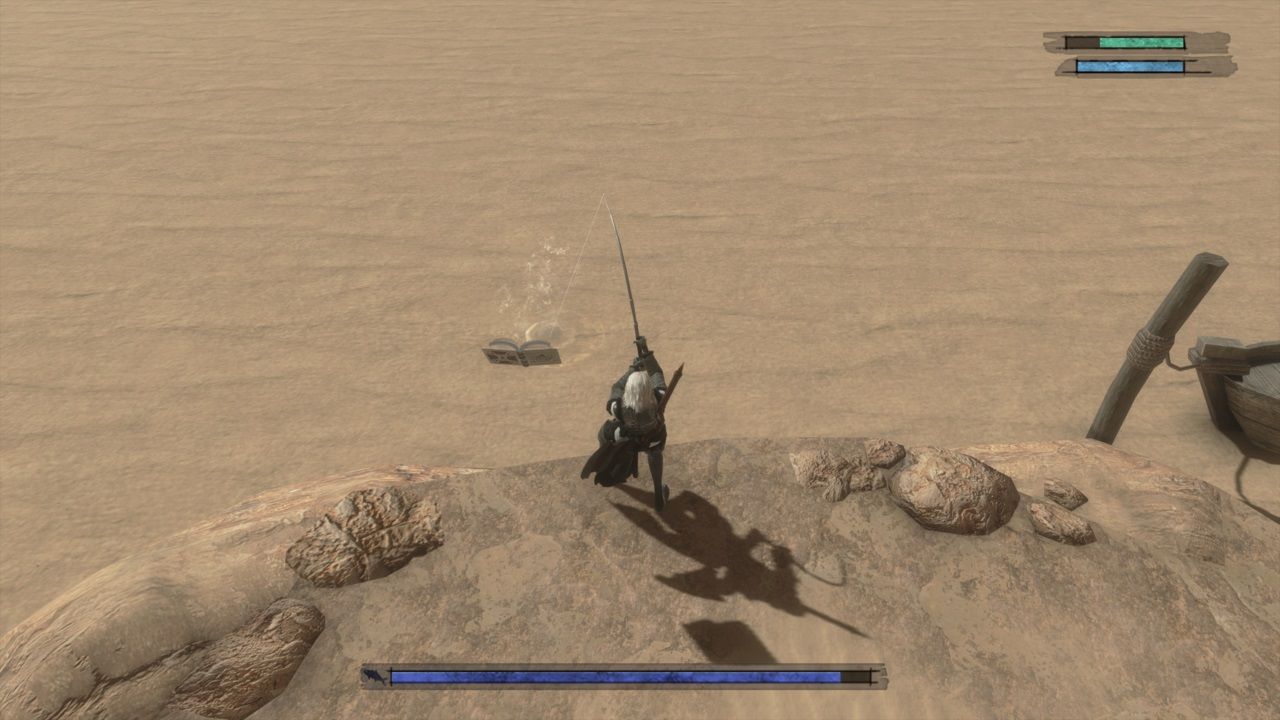 Nier Replicant fishing in the desert